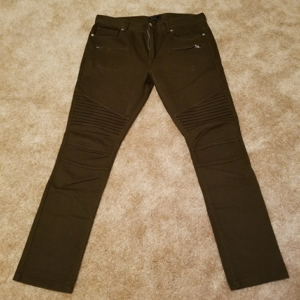 Olive moto pants